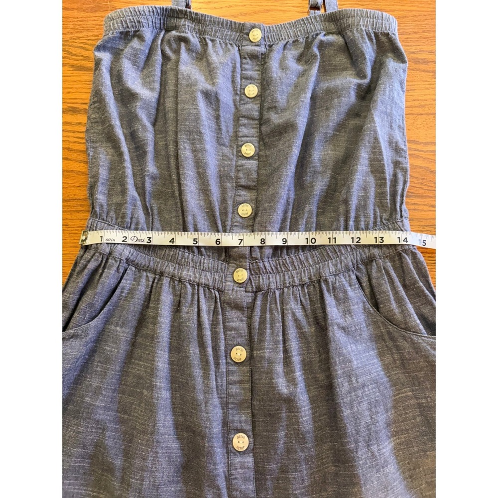Aerie Blue Chambray Button Front Mini Dress Adjustable Straps Cottagecore Medium - Picture 6 of 10